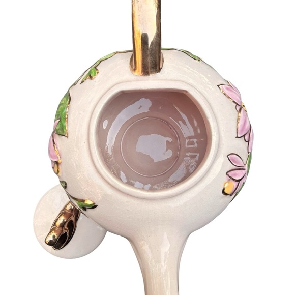 Hull Art Porcelain Magnolia and Gold Trim Teapot U.S.A. 1940's - Picture 5 of 13